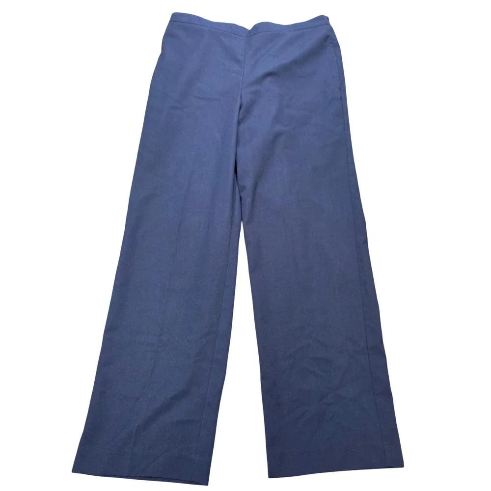 Alfred Dunner Pull On Pants Women's Size 12 Navy Blue Elastic Back Straight Leg‎